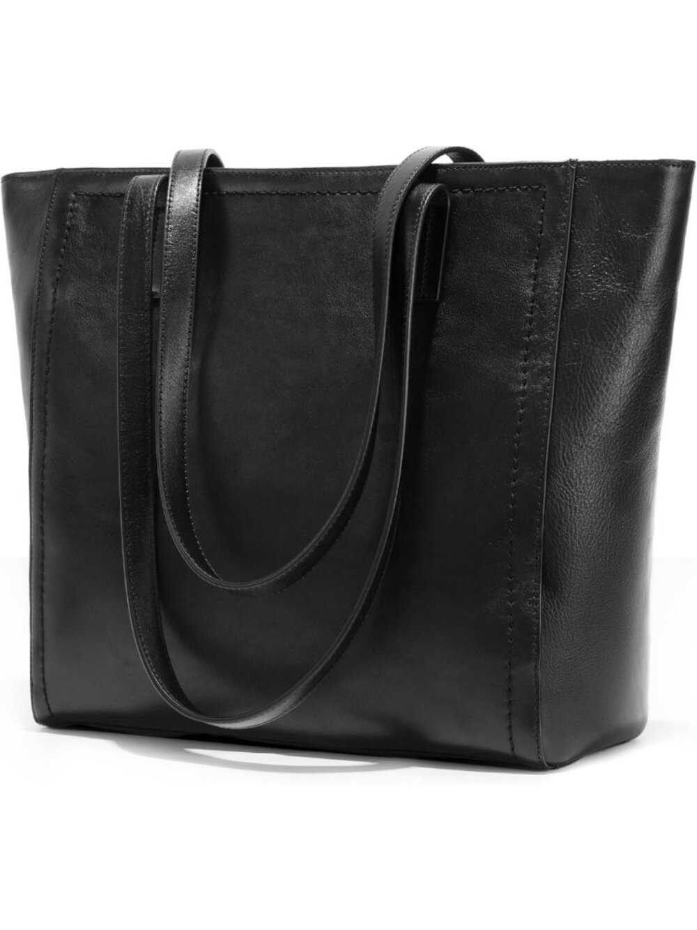 Vintage Genuine Leather Work Tote Bag for Women - Stylish Zippered Handbag